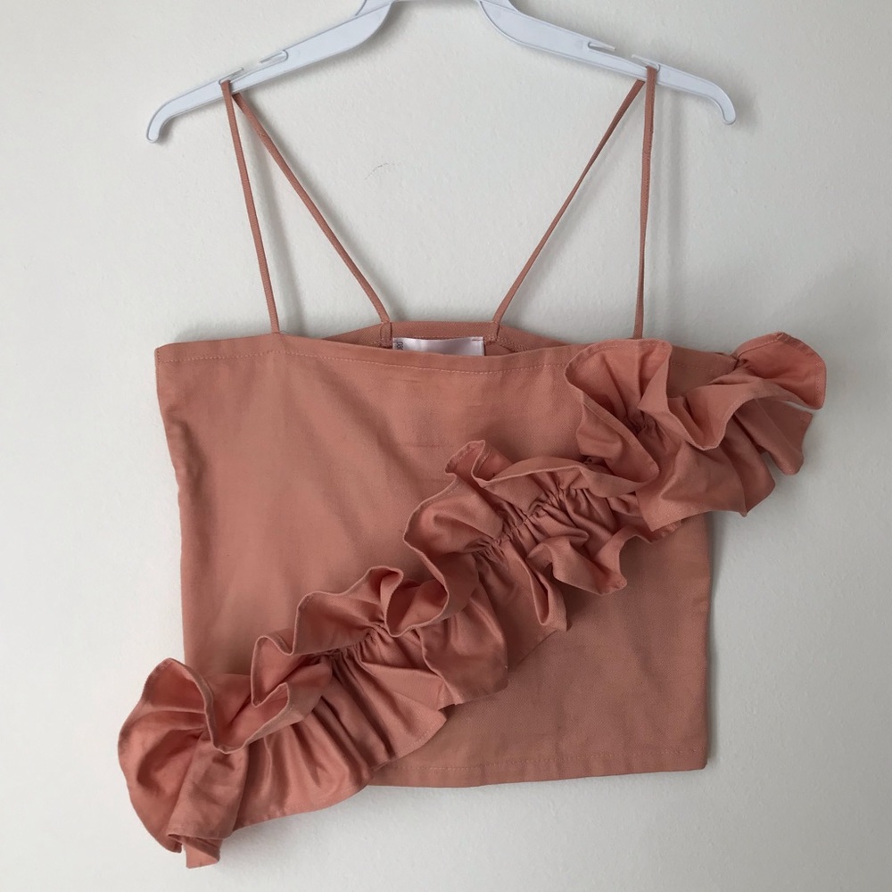 UO CS Asymmetrical Ruffle Top - Picture 4 of 6